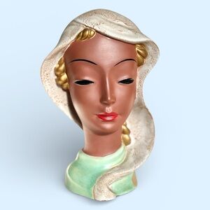 RARE Goldscheider Head Bust Mid Century Ceramic Lady Figurine Art Deco Woman